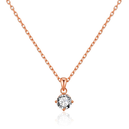 Rose Gold Plated Solitaire Necklace Created with Zircondia® Crystals