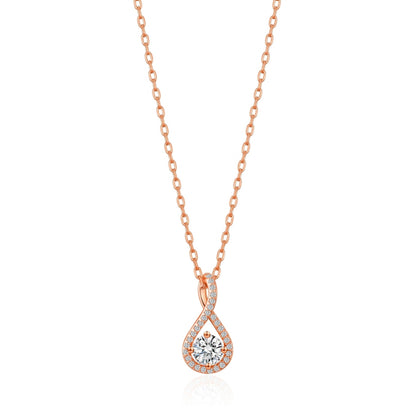 Rose Gold Plated Solitaire Twist Necklace Created with Zircondia® Crystals