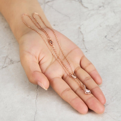 Rose Gold Plated Solitaire Twist Necklace Created with Zircondia® Crystals