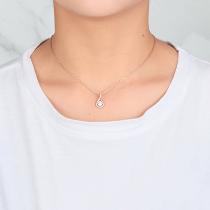 Rose Gold Plated Solitaire Twist Necklace Created with Zircondia® Crystals