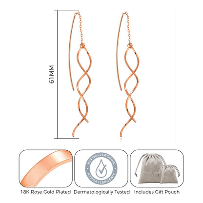 Rose Gold Plated Spiral Thread Earrings