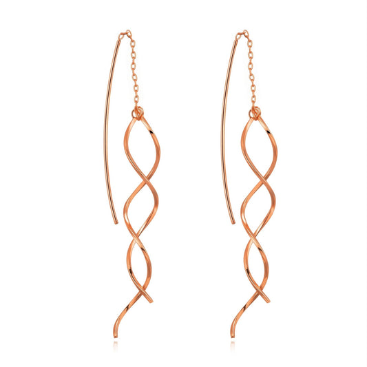 Rose Gold Plated Spiral Thread Earrings