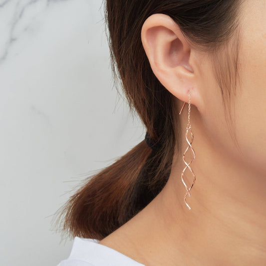 Rose Gold Plated Spiral Thread Earrings