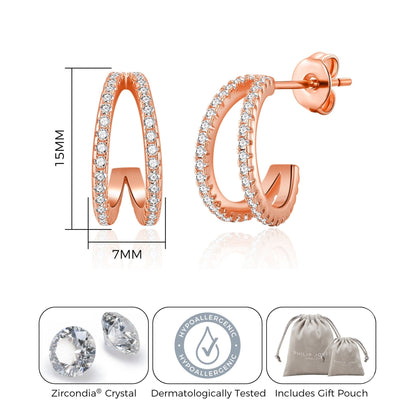 Rose Gold Plated Split Hoop Earrings Created with Zircondia® Crystals