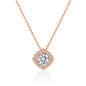 Rose Gold Plated Square Halo Necklace Created with Zircondia® Crystals