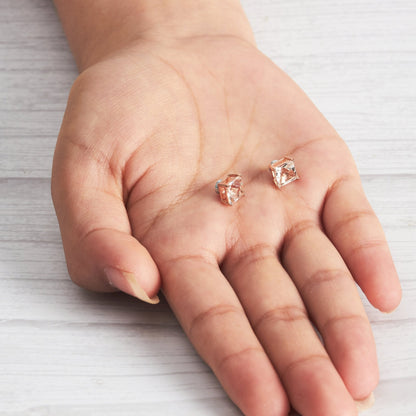 Rose Gold Plated Square Magnetic Clip On Stud Earrings Created with Zircondia® Crystals