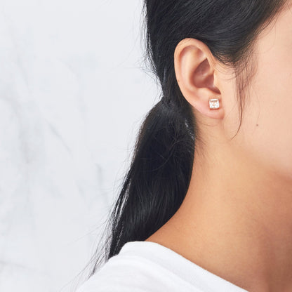 Rose Gold Plated Square Magnetic Clip On Stud Earrings Created with Zircondia® Crystals