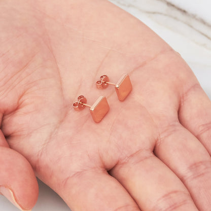 Rose Gold Plated Square Stud Earrings