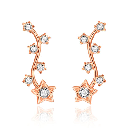 Rose Gold Plated Star Climber Earrings Created with Zircondia® Crystals