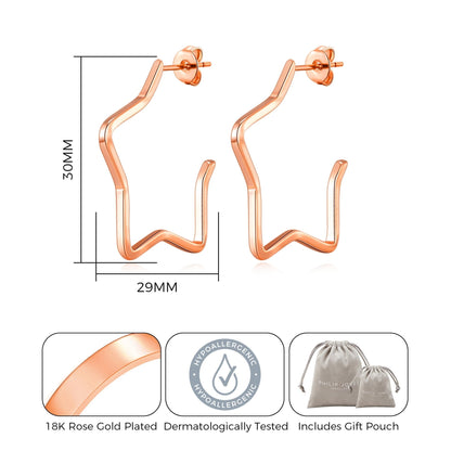 Rose Gold Plated Star Hoop Earrings