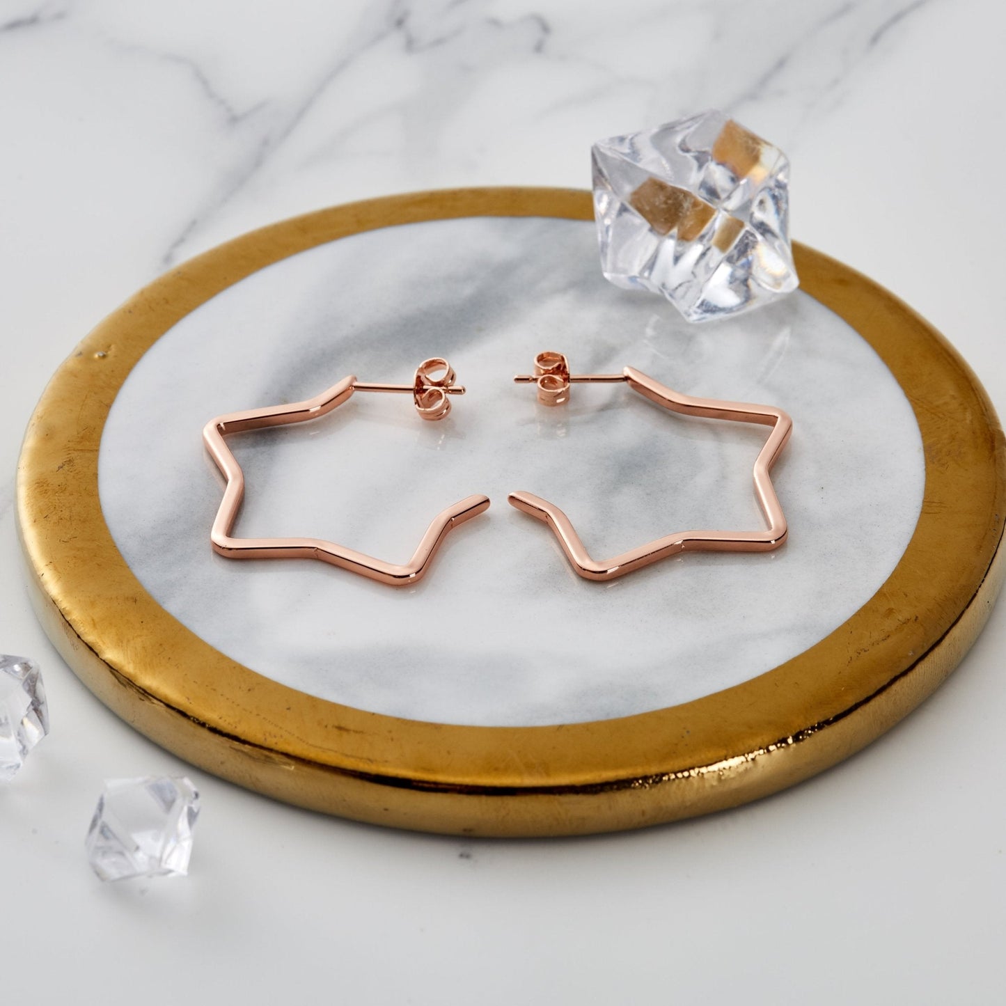 Rose Gold Plated Star Hoop Earrings