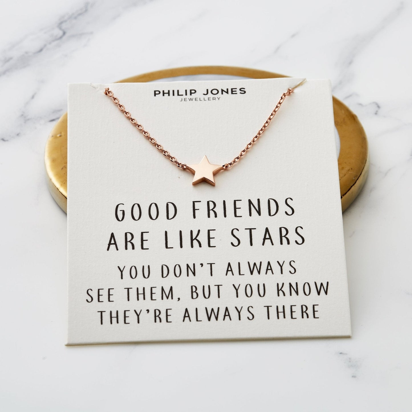 Rose Gold Plated Star Necklace with Quote Card