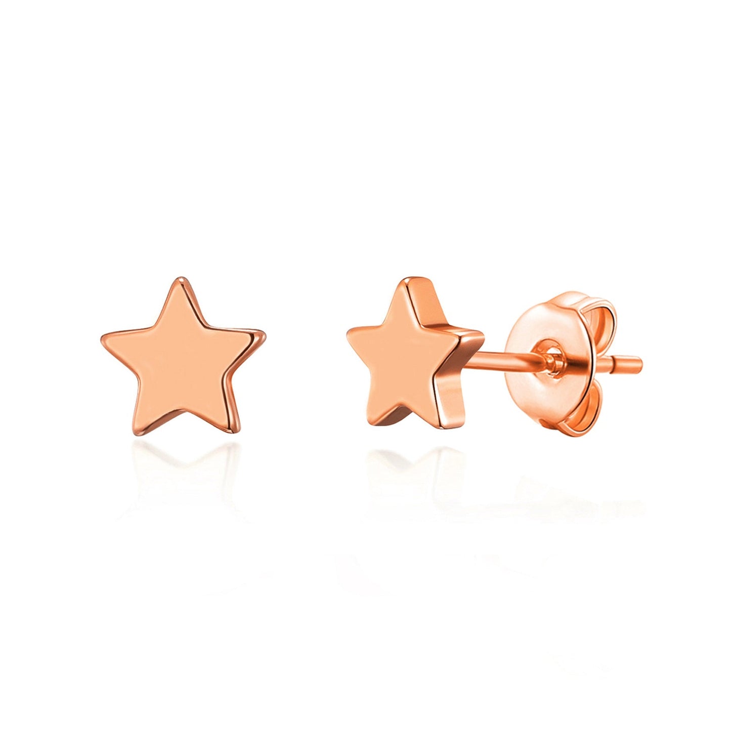 Rose Gold Plated Star Stud Earrings