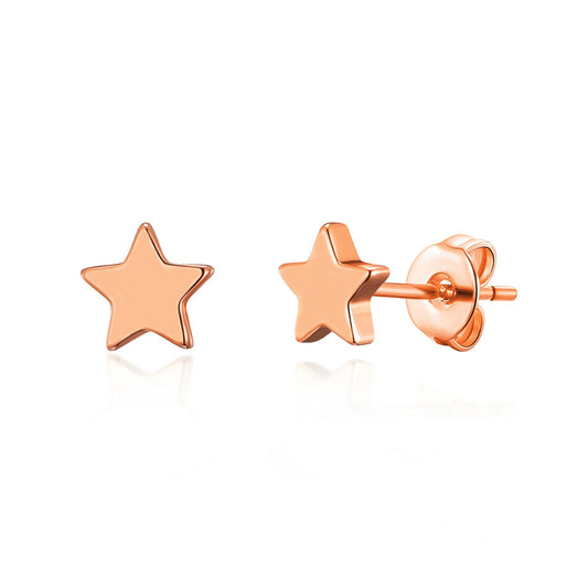 Rose Gold Plated Star Stud Earrings