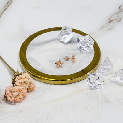 Rose Gold Plated Sterling Silver Flower Earrings Created with Zircondia® Crystals