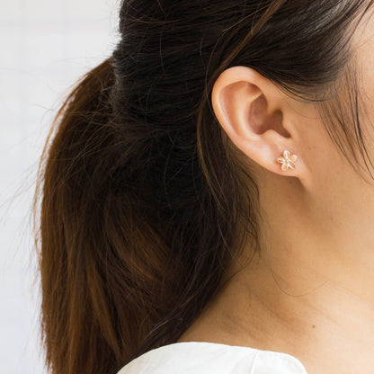 Rose Gold Plated Sterling Silver Flower Earrings Created with Zircondia® Crystals