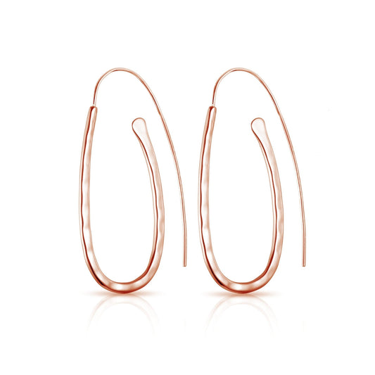 Rose Gold Plated Sterling Silver Hammered Hoop Earrings