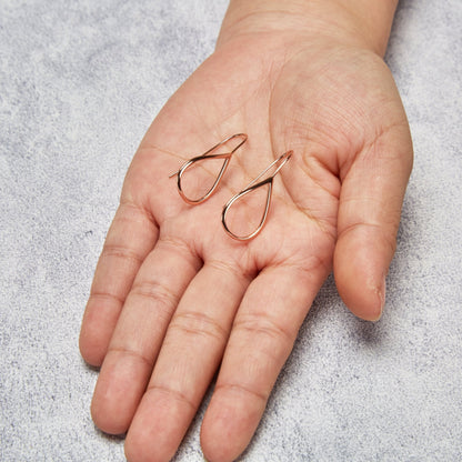 Rose Gold Plated Sterling Silver Open Teardrop Earrings