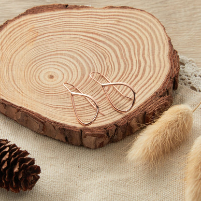 Rose Gold Plated Sterling Silver Open Teardrop Earrings