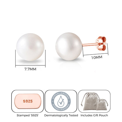 Rose Gold Plated Sterling Silver Pearl Earrings