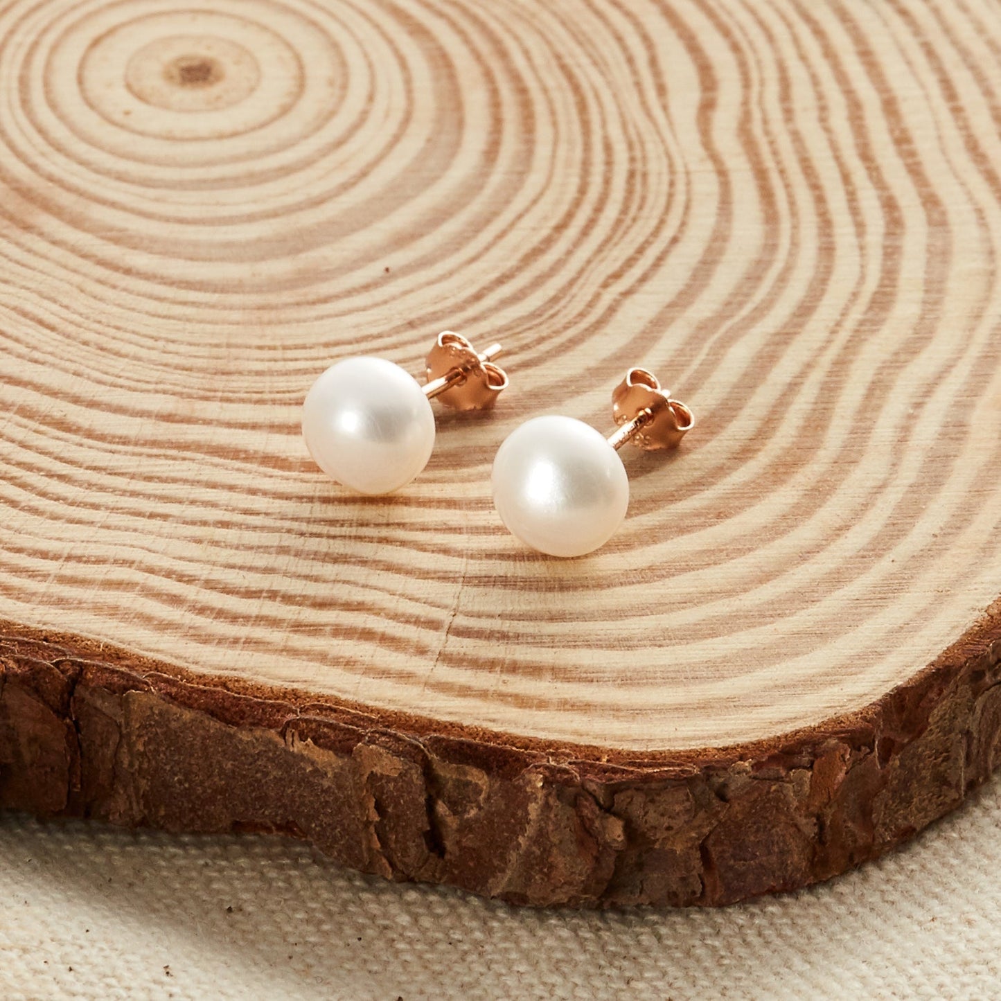 Rose Gold Plated Sterling Silver Pearl Earrings