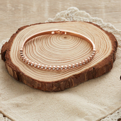 Rose Gold Plated Tennis Bangle Created with Zircondia® Crystals (7 Inch)