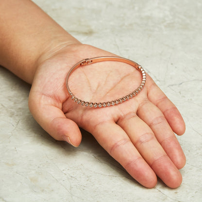 Rose Gold Plated Tennis Bangle Created with Zircondia® Crystals (7 Inch)
