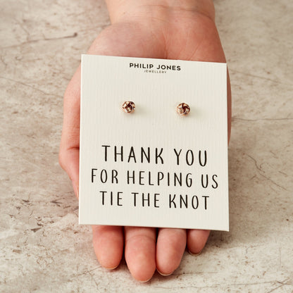 Rose Gold Plated Thank You for Helping us Tie The Knot Bridal Earrings with Quote Card