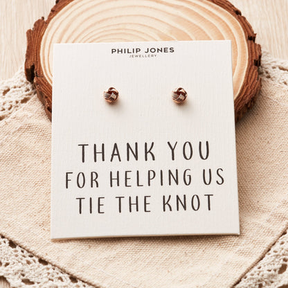 Rose Gold Plated Thank You for Helping us Tie The Knot Bridal Earrings with Quote Card
