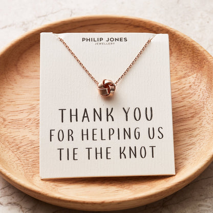 Rose Gold Plated Thank You for Helping us Tie The Knot Wedding Necklace with Quote Card