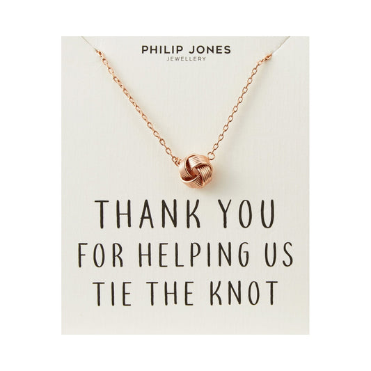 Rose Gold Plated Thank You for Helping us Tie The Knot Wedding Necklace with Quote Card