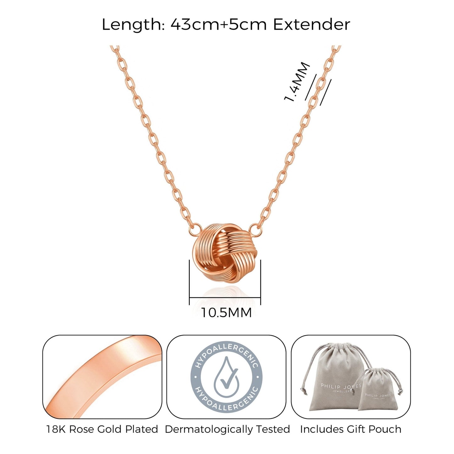 Rose Gold Plated Love Knot Necklace
