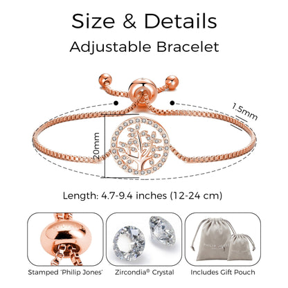 Rose Gold Plated Tree of Life Bracelet Created with Zircondia® Crystals
