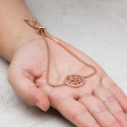 Rose Gold Plated Tree of Life Bracelet Created with Zircondia® Crystals