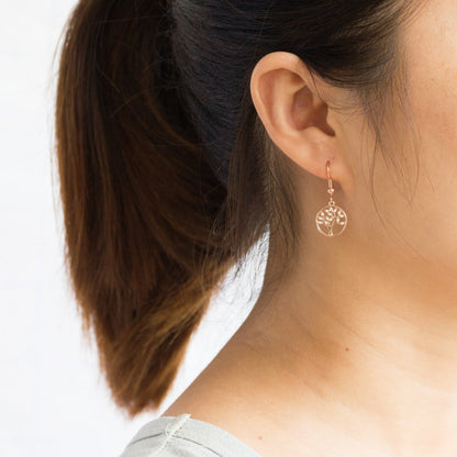 Rose Gold Plated Tree of Life Drop Earrings Created with Crystals from Zircondia®