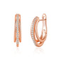 Rose Gold Plated Triple Illusion Hoop Earrings Created with Zircondia® Crystals