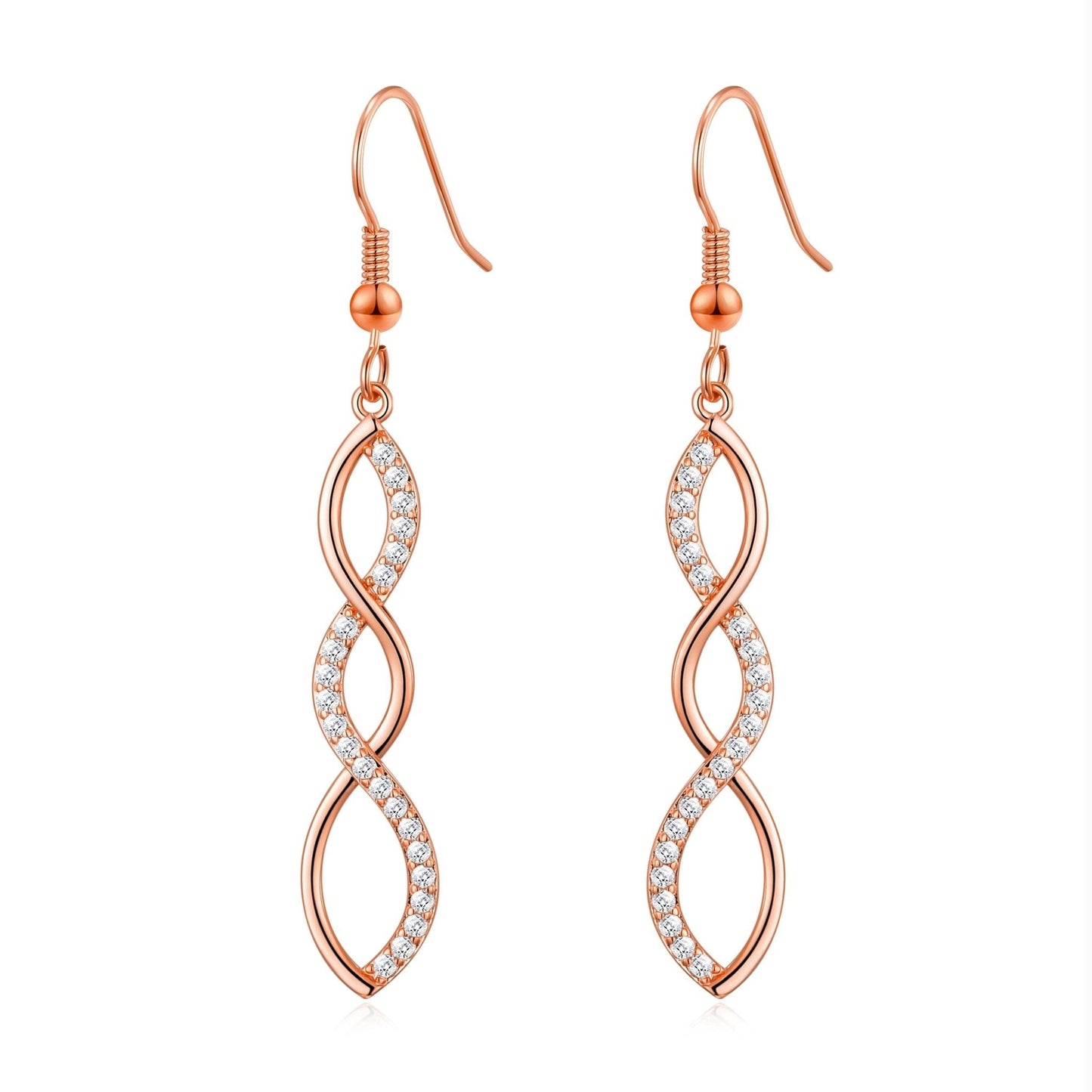 Rose Gold Plated Twist Drop Earrings Created with Zircondia® Crystals
