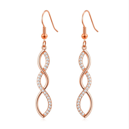 Rose Gold Plated Twist Drop Earrings Created with Zircondia® Crystals