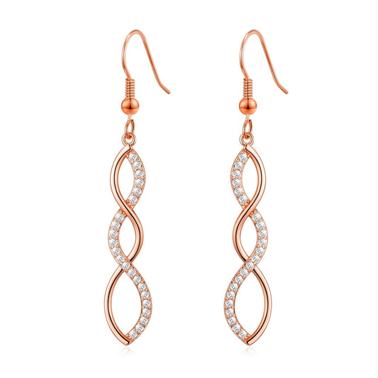 Rose Gold Plated Twist Drop Earrings Created with Zircondia® Crystals