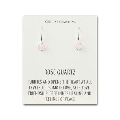 Rose Quartz Drop Earrings with Quote Card