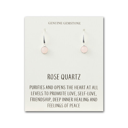 Rose Quartz Drop Earrings with Quote Card