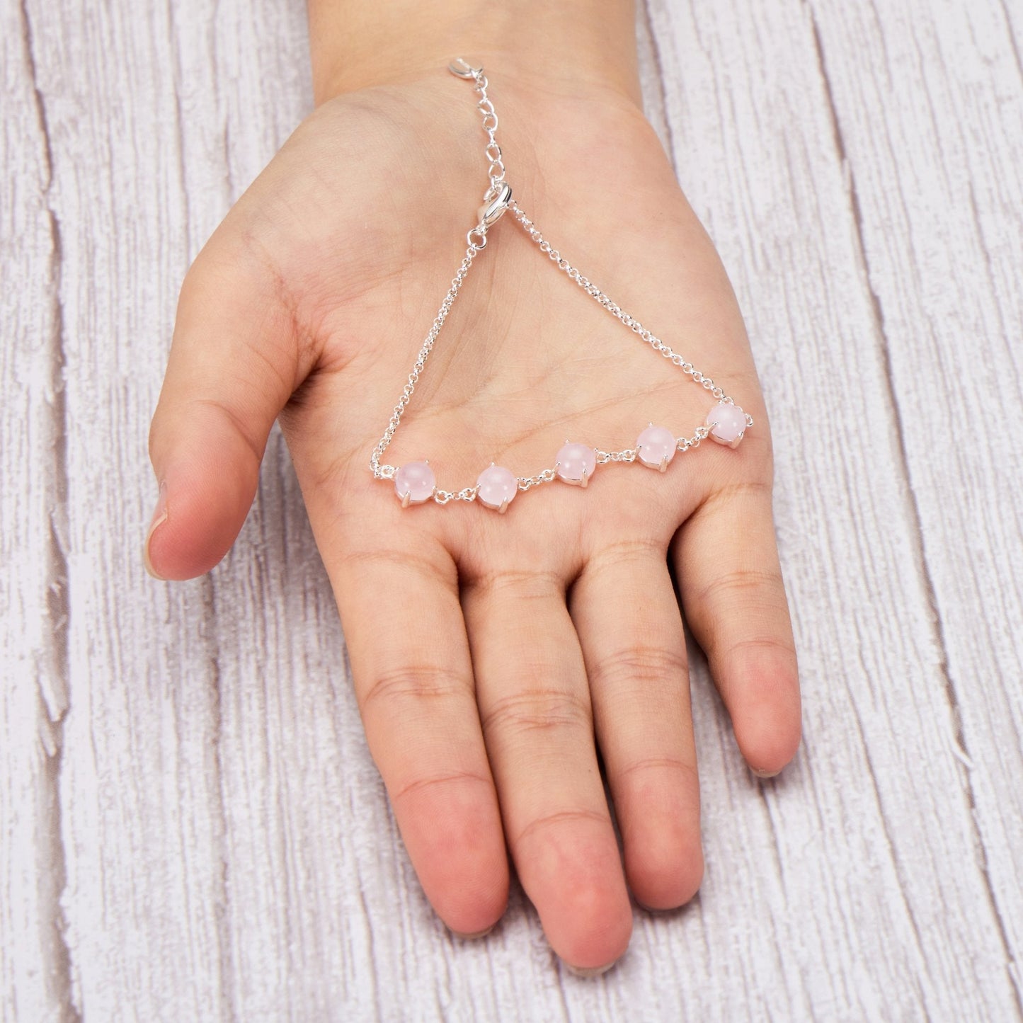Rose Quartz Gemstone Bracelet with Quote Card
