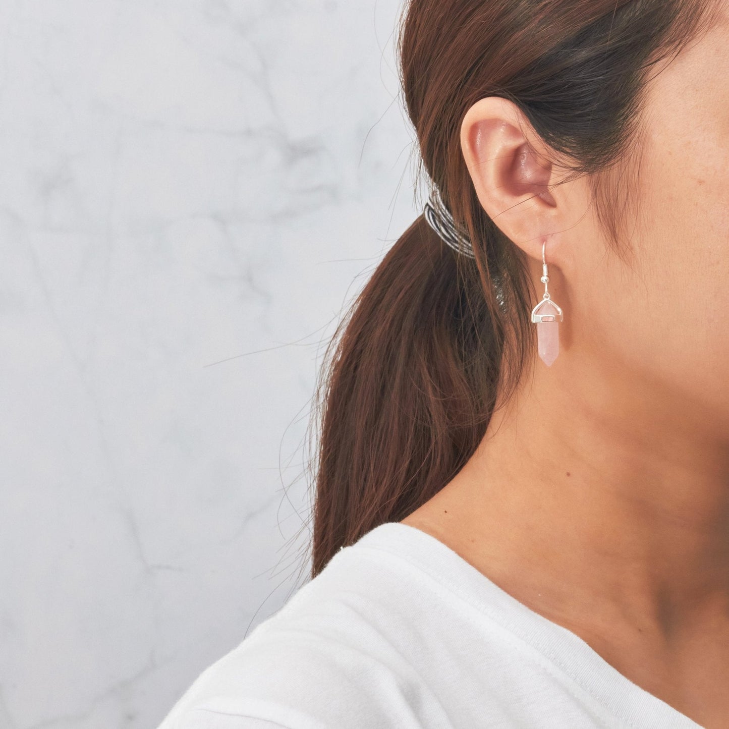 Rose Quartz Gemstone Drop Earrings