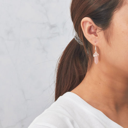Rose Quartz Gemstone Drop Earrings
