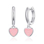 Rose Quartz Gemstone Heart Charm Hoop Earrings