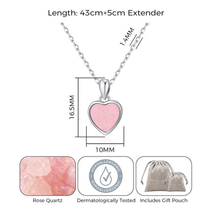 Rose Quartz Gemstone Heart Necklace