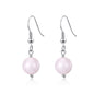 Rose Quartz Gemstone Round Drop Earrings