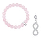 Rose Quartz Gemstone Stretch Bracelet with Charm Created with Zircondia® Crystals