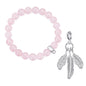 Rose Quartz Gemstone Stretch Bracelet with Charm Created with Zircondia® Crystals