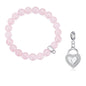 Rose Quartz Gemstone Stretch Bracelet with Charm Created with Zircondia® Crystals